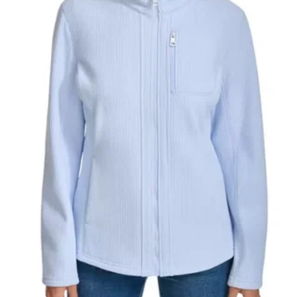 Andrew Marc Sky Blue Ribbed Collar Jacket